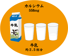 カルシウム558mg、牛乳約2.5杯分