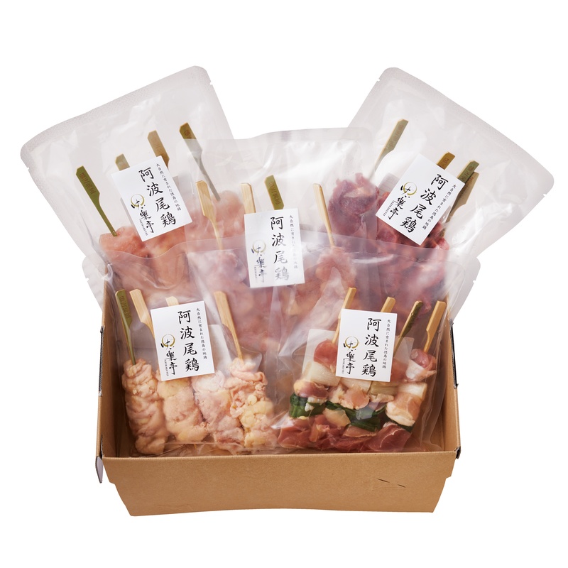丸本 けい樂亭　阿波尾鶏焼き鳥　５種セット もも串、ねぎま串、むね串、砂肝串、皮串 各30g×4本