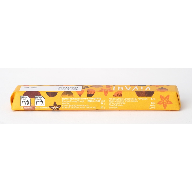 ニコウトレーディング ＶｉＶＡＮＩ　オーガニックチョコレートバー　クリームブリュレ 40g