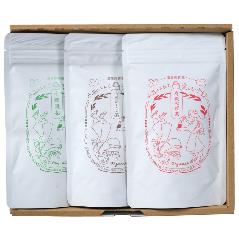 童仙房茶舗 童仙房水筒に入れて楽しむ有機茶詰合せ 3g×6×3種